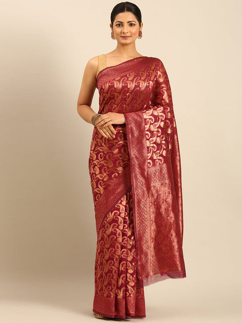 Deeva Sarees Magenta Cotton Saree